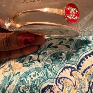 Chic Rose Gold Bracelet with Red Accent